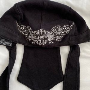 Harley Davidson Skull Cap Do Rag Womens One Size Black Bling Rhinestones
